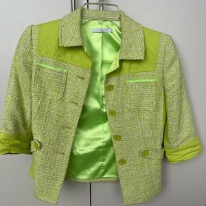 T Tahari neon green blazer